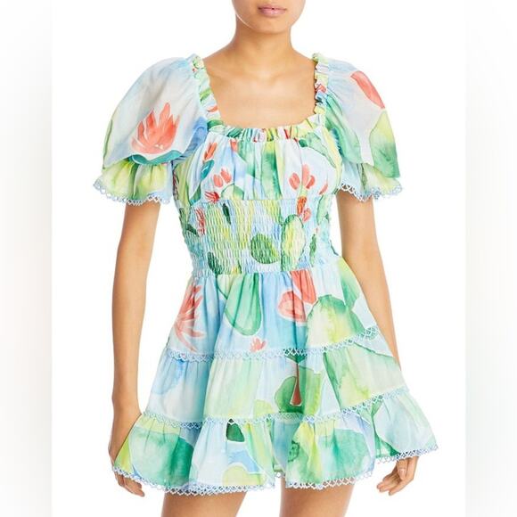 Charo Ruiz Giulia Short Dress Barbary Print Blue Multicolored Size Medium - Picture 1 of 9